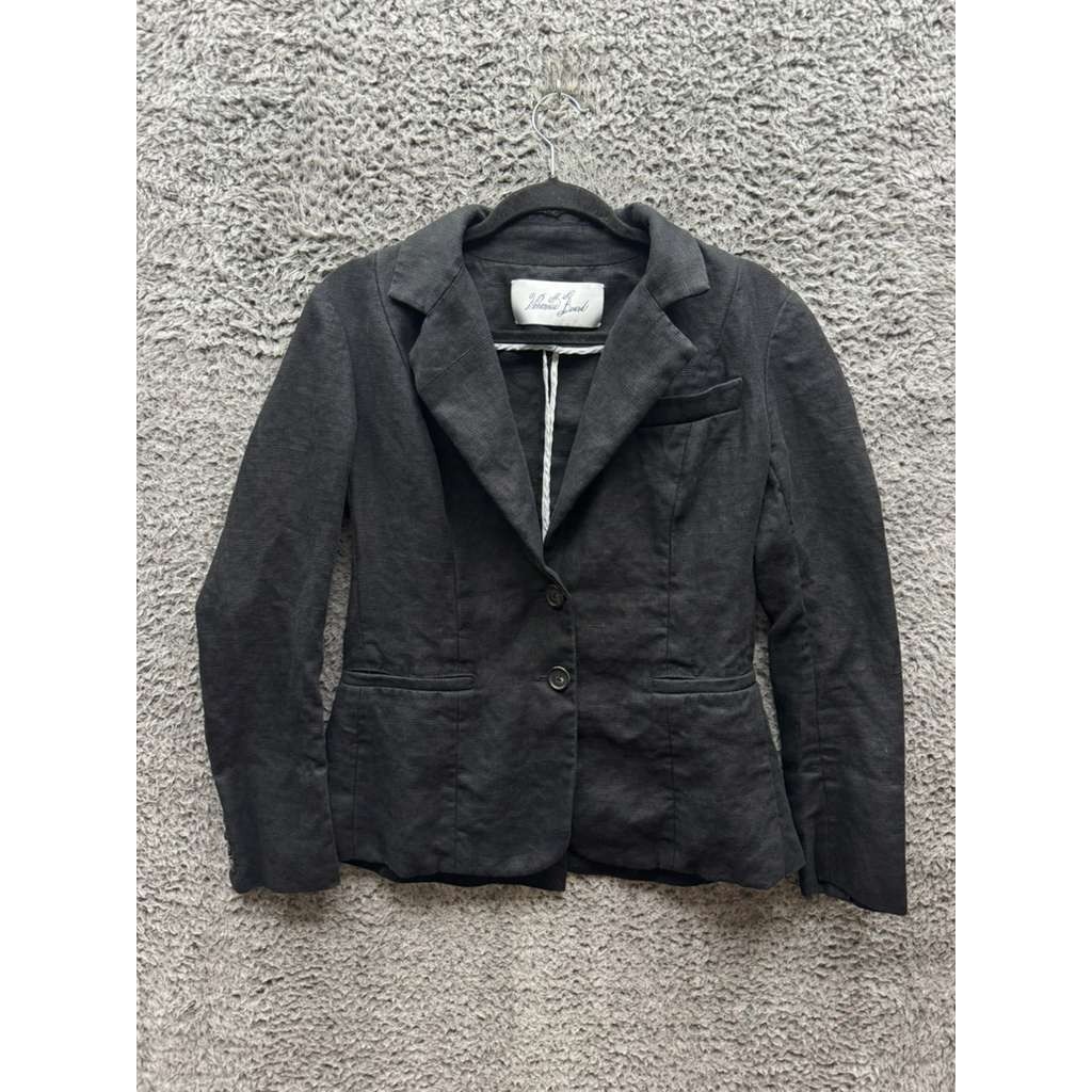Veronica Beard Single Breast Two Button Linen Blazer Jacket Black Womens Size 1